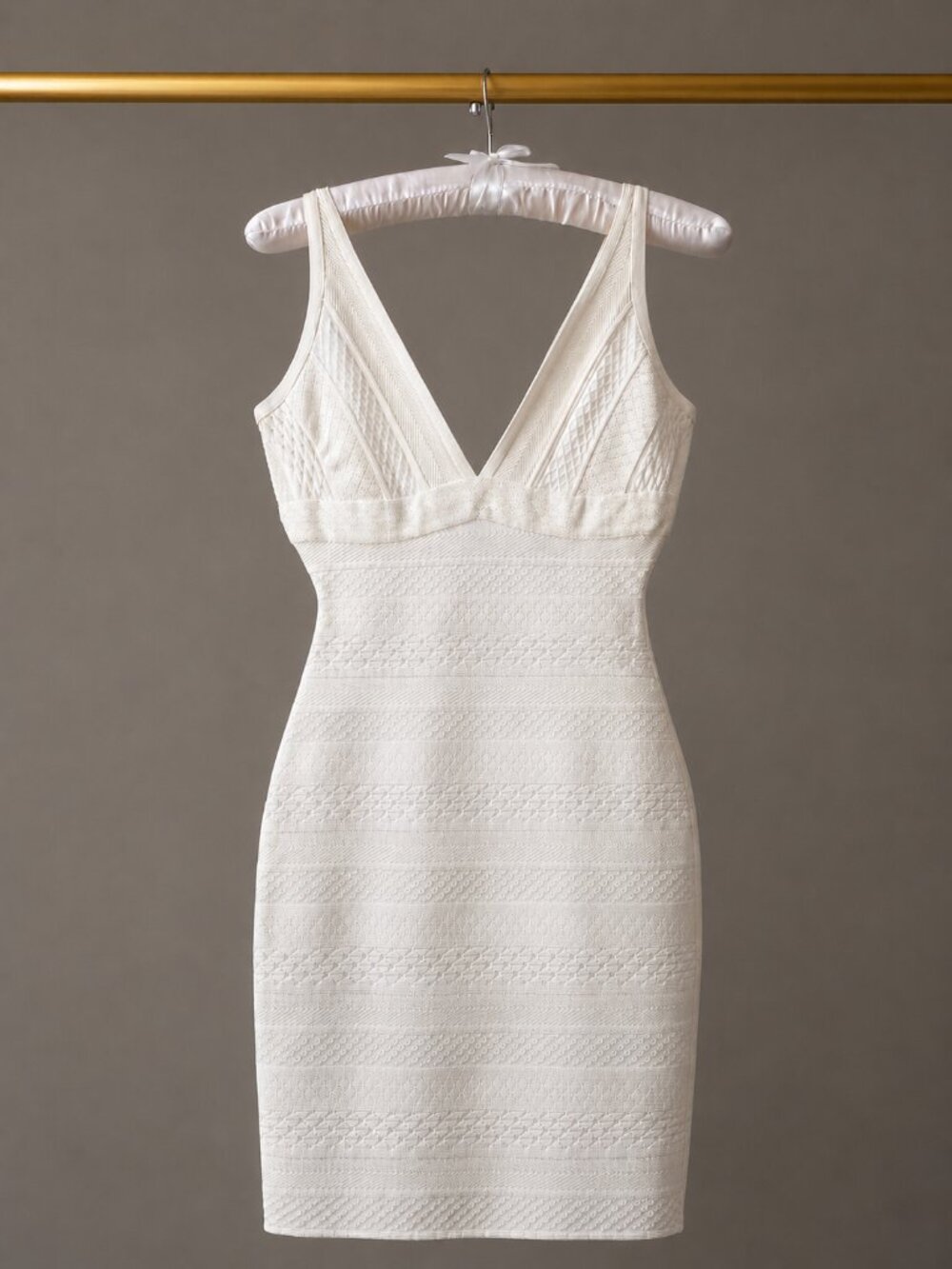 Hervé Léger "Lauren" Bandage Bodycon Mini Dress Ivory White Size S - Picture 3 of 10